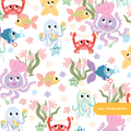 White Ocean Friends Seamless Pattern