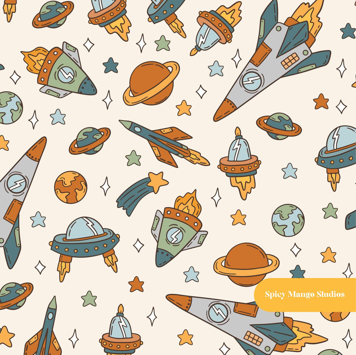 Neutral Out of This World Seamless Pattern – Digital Download