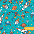 Teal Out of This World Seamless Pattern – Digital Download
