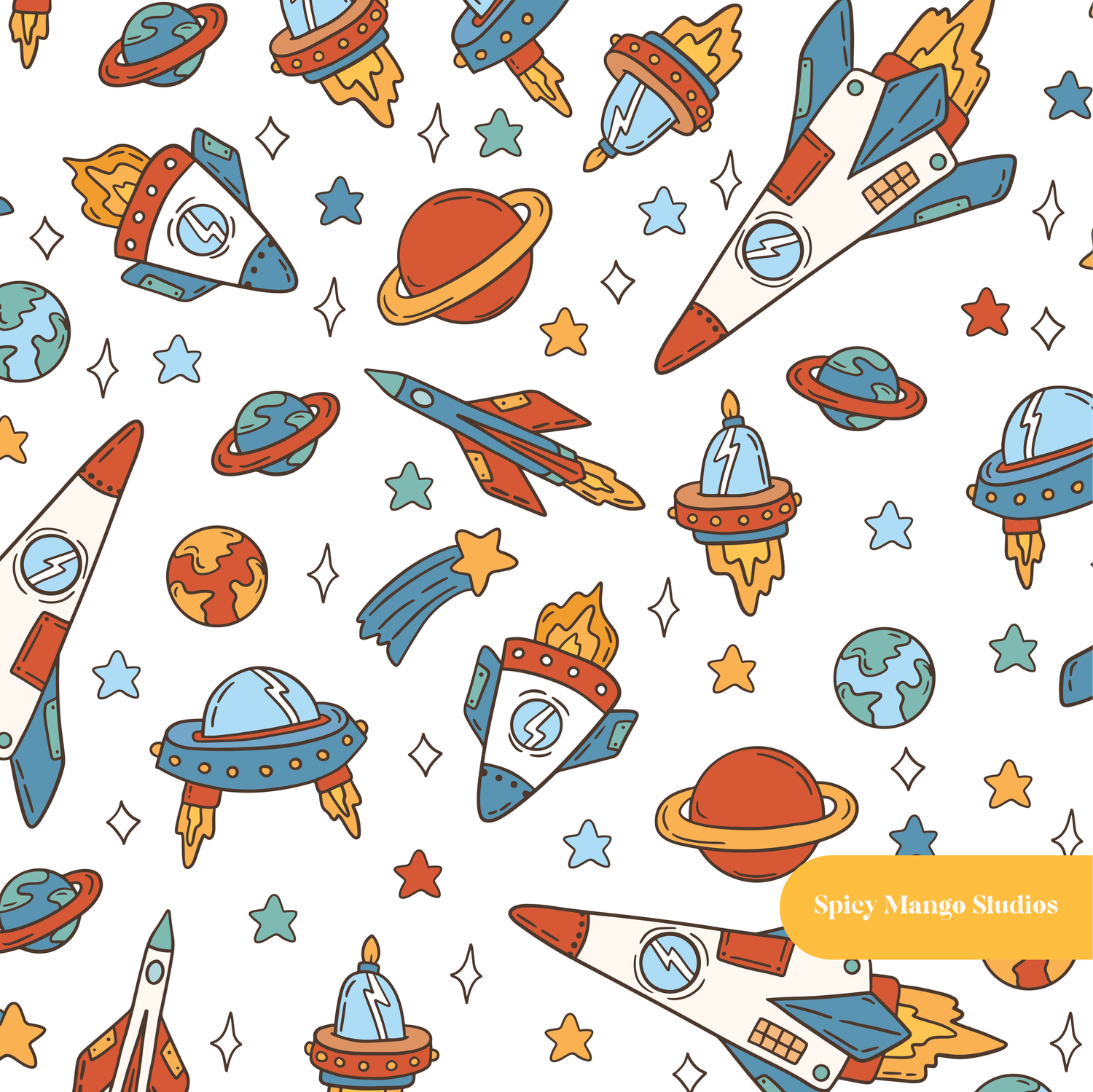 White Out of This World Seamless Pattern – Digital Download