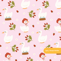 Lilac Picnic Goose Seamless Pattern