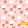 Pink Picnic Goose Seamless Pattern