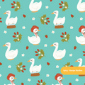 Teal Picnic Goose Seamless Pattern