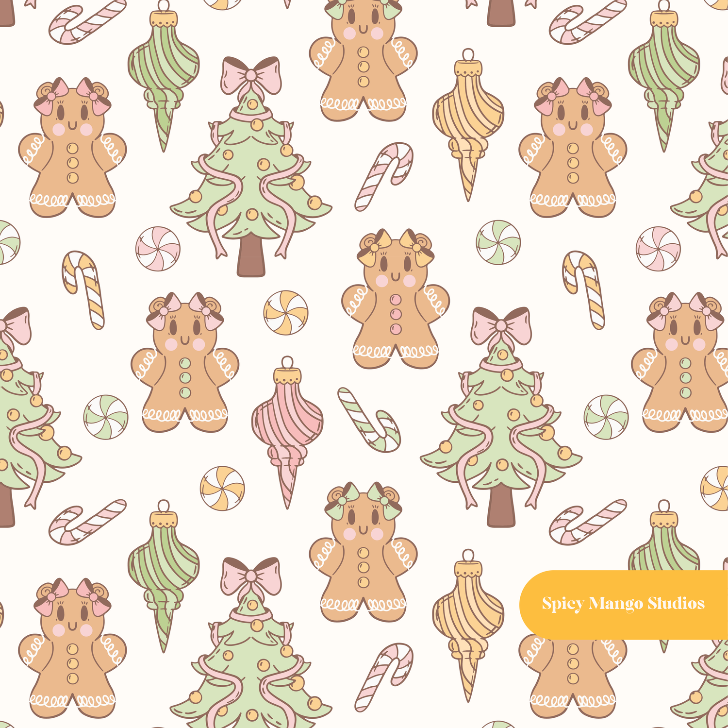 Neutral Pastel Christmas Seamless Pattern