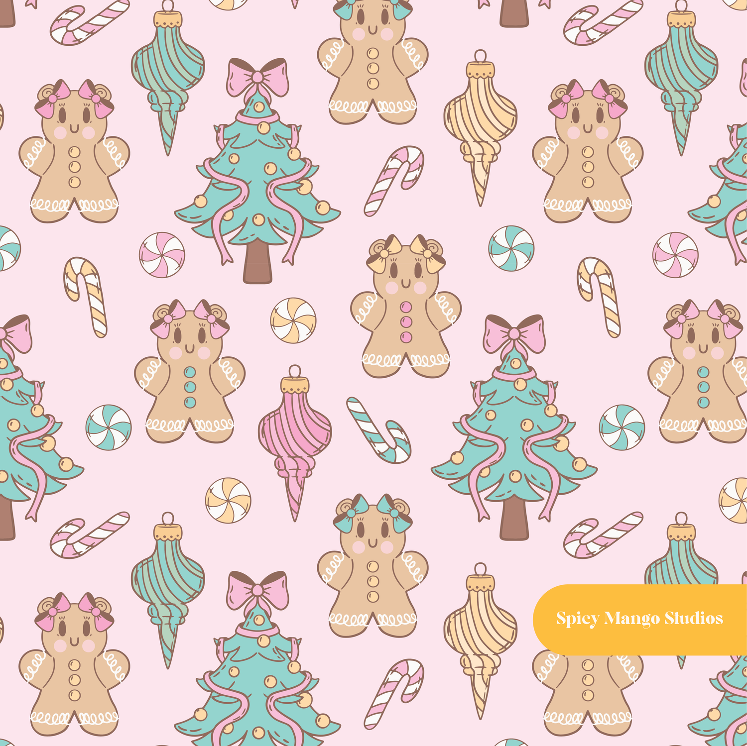 Pink Pastel Christmas Seamless Pattern
