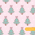 Pink Pastel Christmas Trees Seamless Pattern