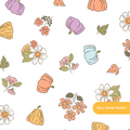 White Pumpkin Floral Seamless Pattern
