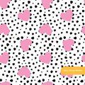Pink and Black Polka Dot Hearts Seamless Pattern