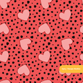 Red and Pink Polka Dot Hearts Seamless Pattern