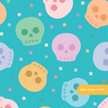Aqua Pastel Halloween Seamless Pattern