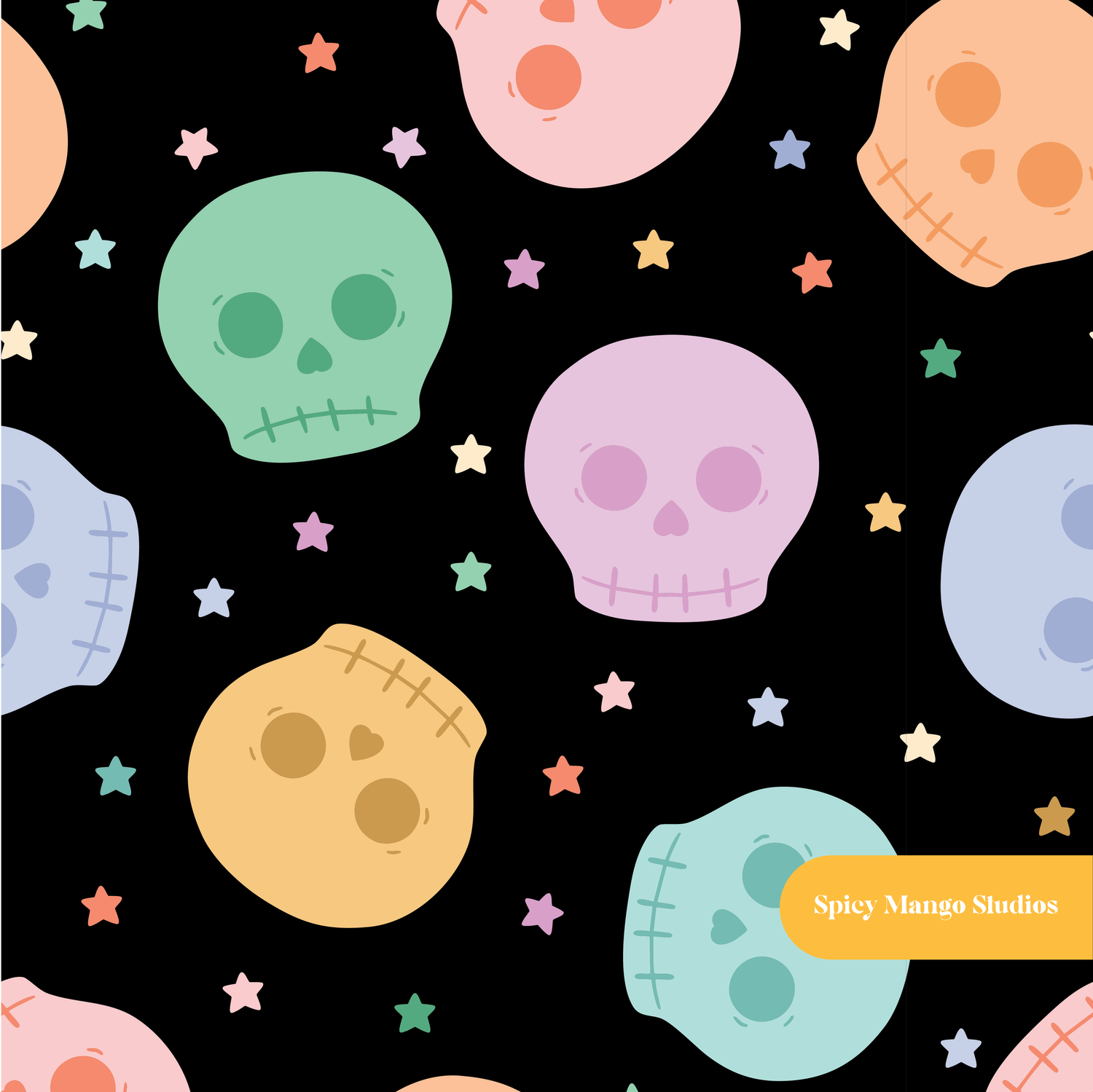 Black Pastel Halloween Seamless Pattern