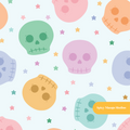 Light Blue Pastel Halloween Seamless Pattern
