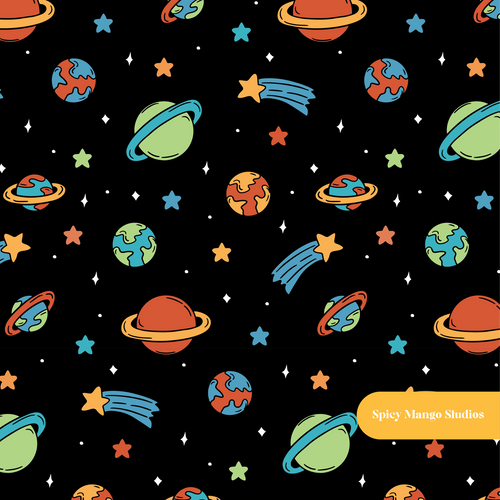 Black Planet Express Seamless Pattern