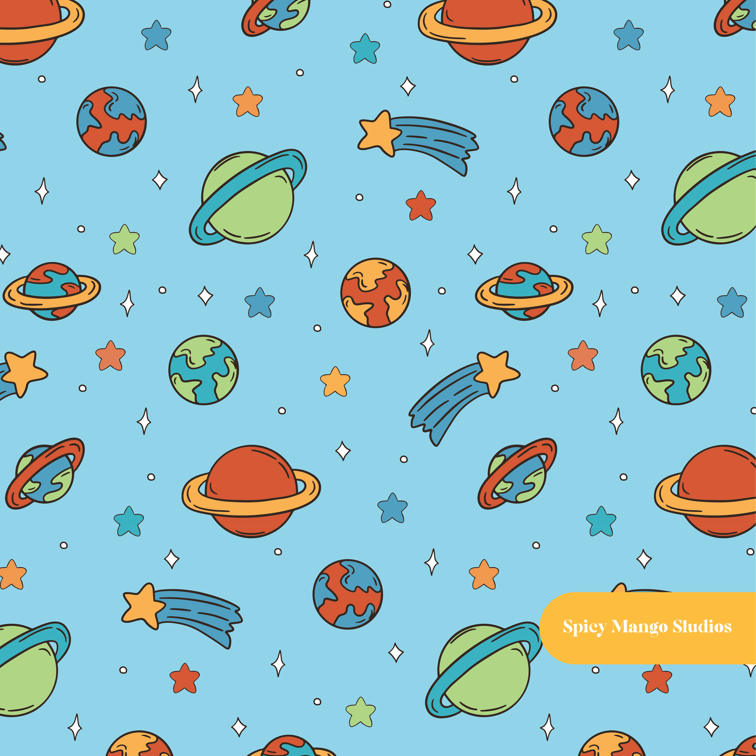Blue Planet Express Seamless Pattern
