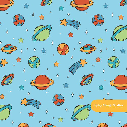 Blue Planet Express Seamless Pattern