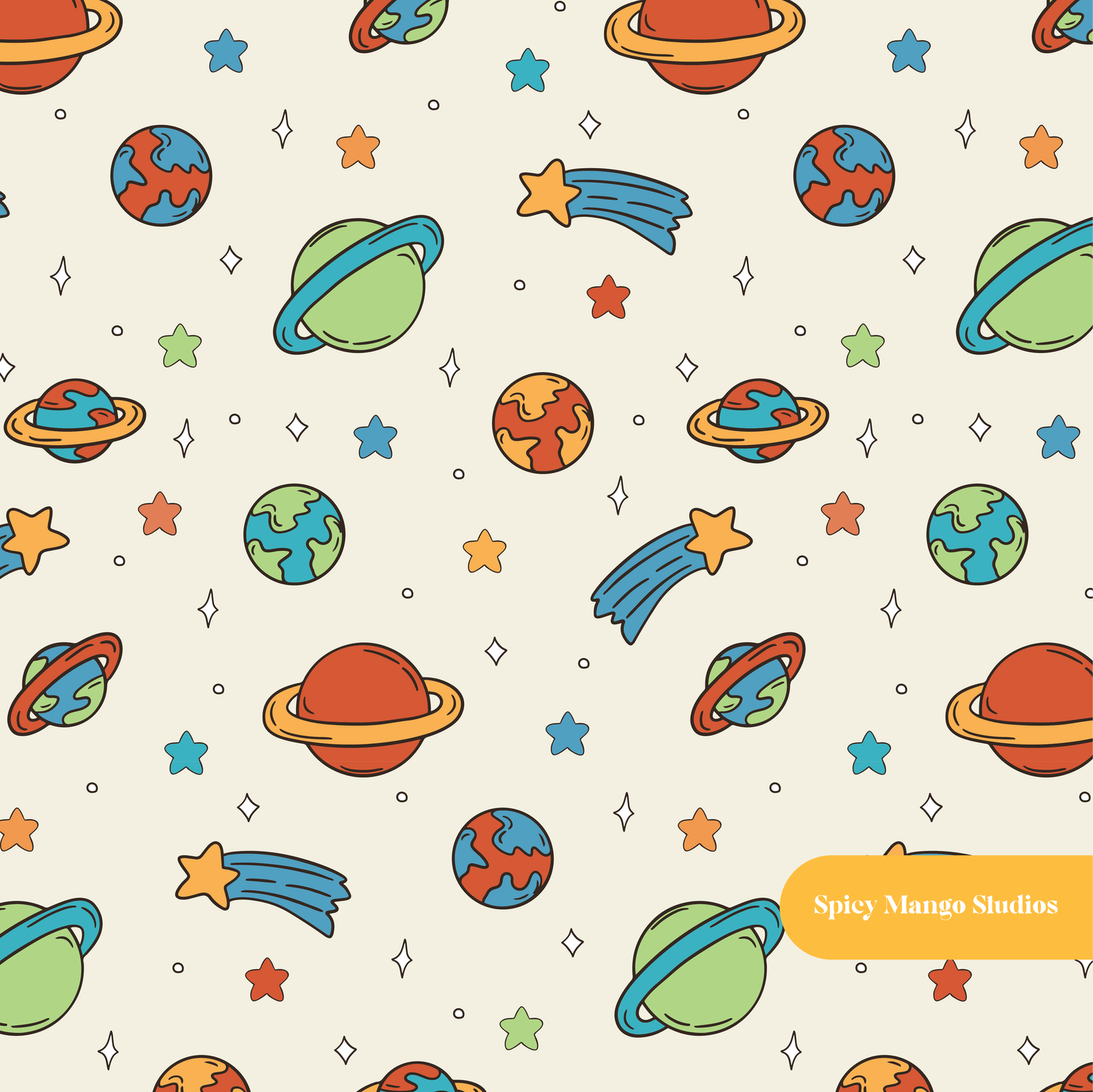 Neutral Planet Express Seamless Pattern