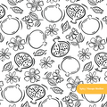 White and Black Pomegranate Floral Seamless Pattern