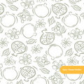 White and Olive Pomegranate Floral Seamless Pattern