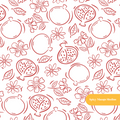 White and Red Pomegranate Floral Seamless Pattern