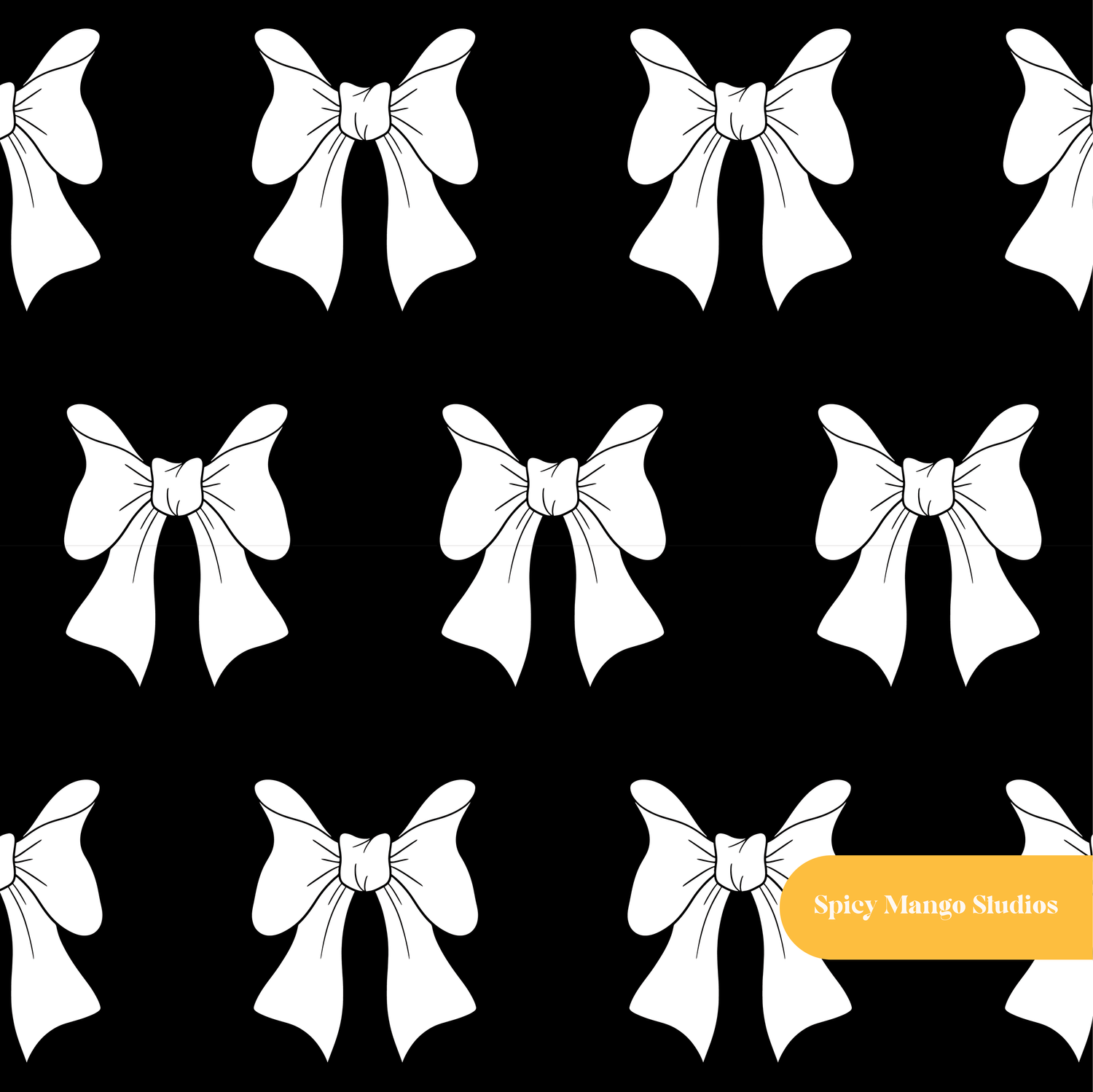 Black Preppy Bows Seamless Pattern