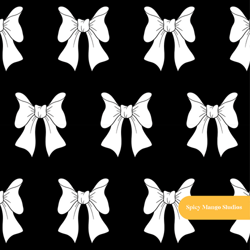 Black Preppy Bows Seamless Pattern
