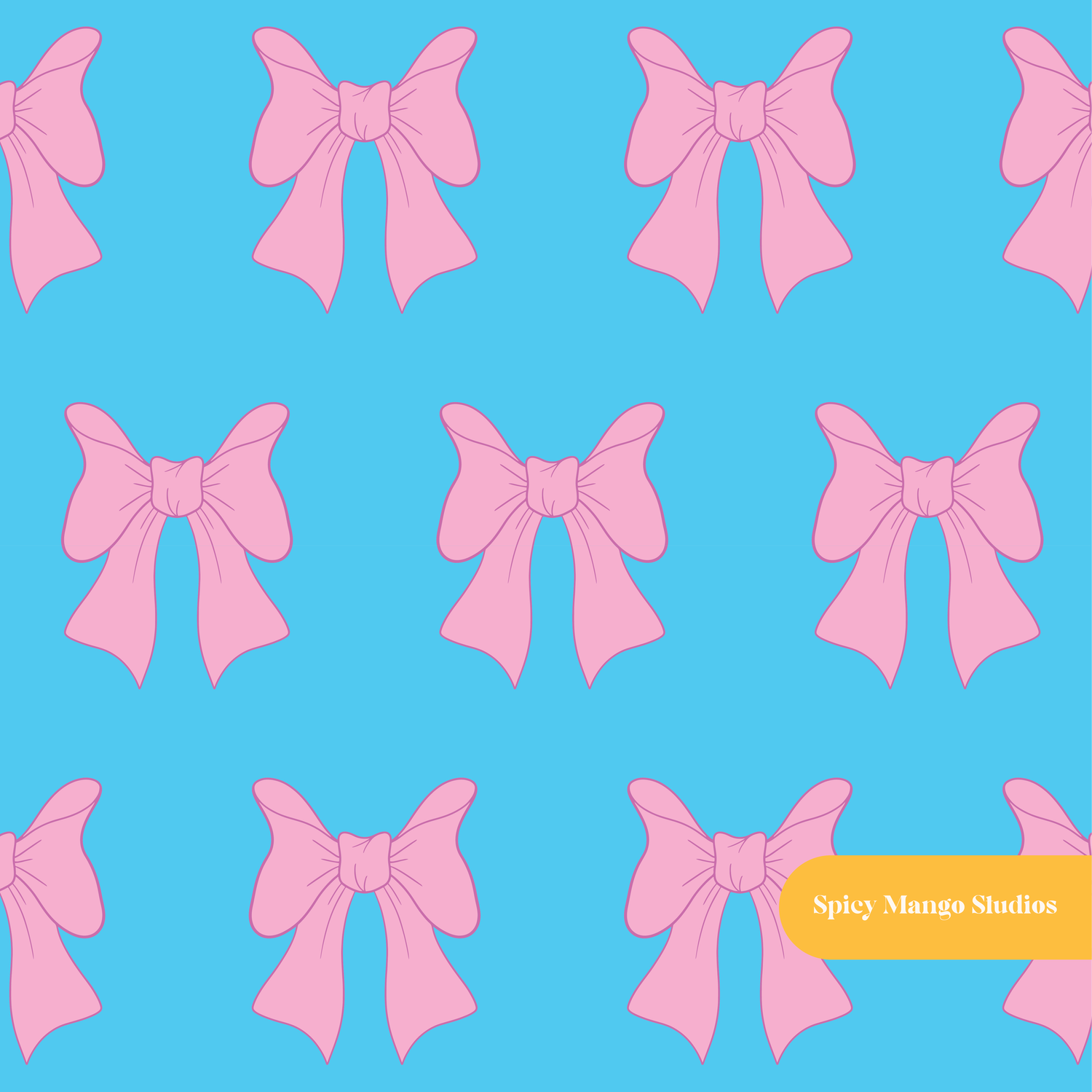 Blue Preppy Bows Seamless Pattern