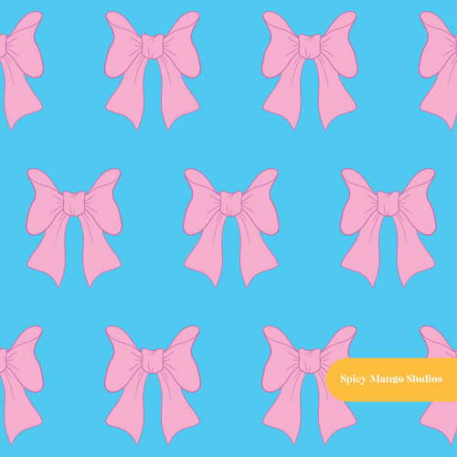 Blue Preppy Bows Seamless Pattern