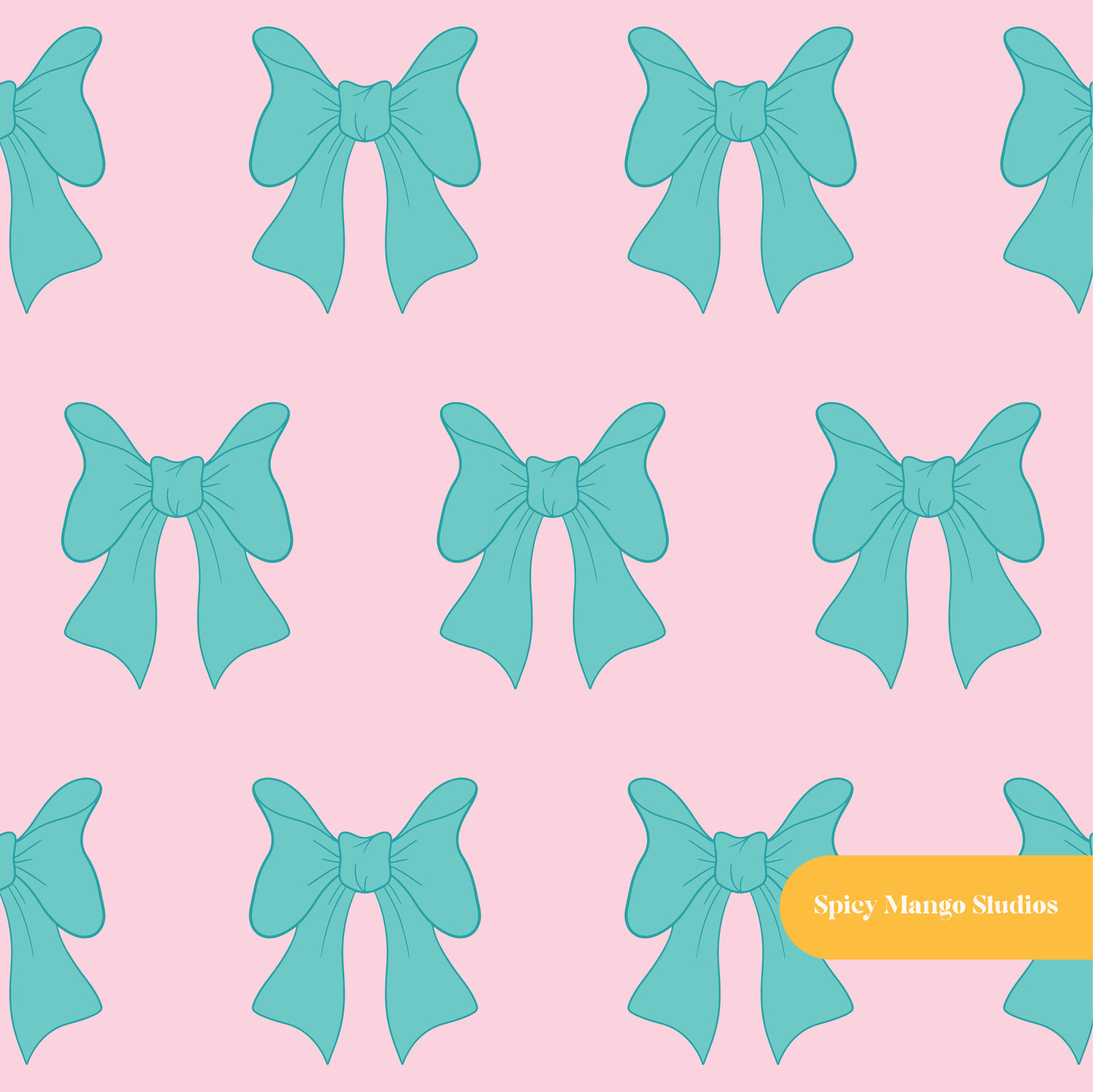 Pink and Teal Preppy Bows Seamless Pattern