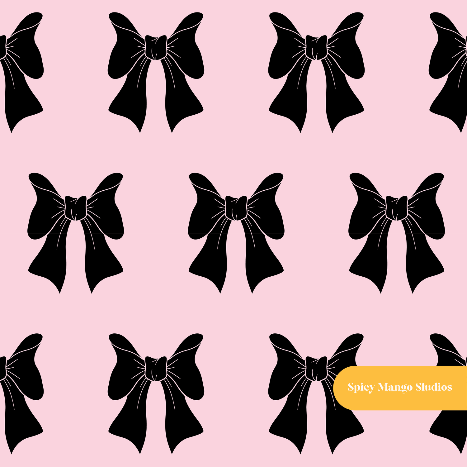 Pink and Black Preppy Bows Seamless Pattern
