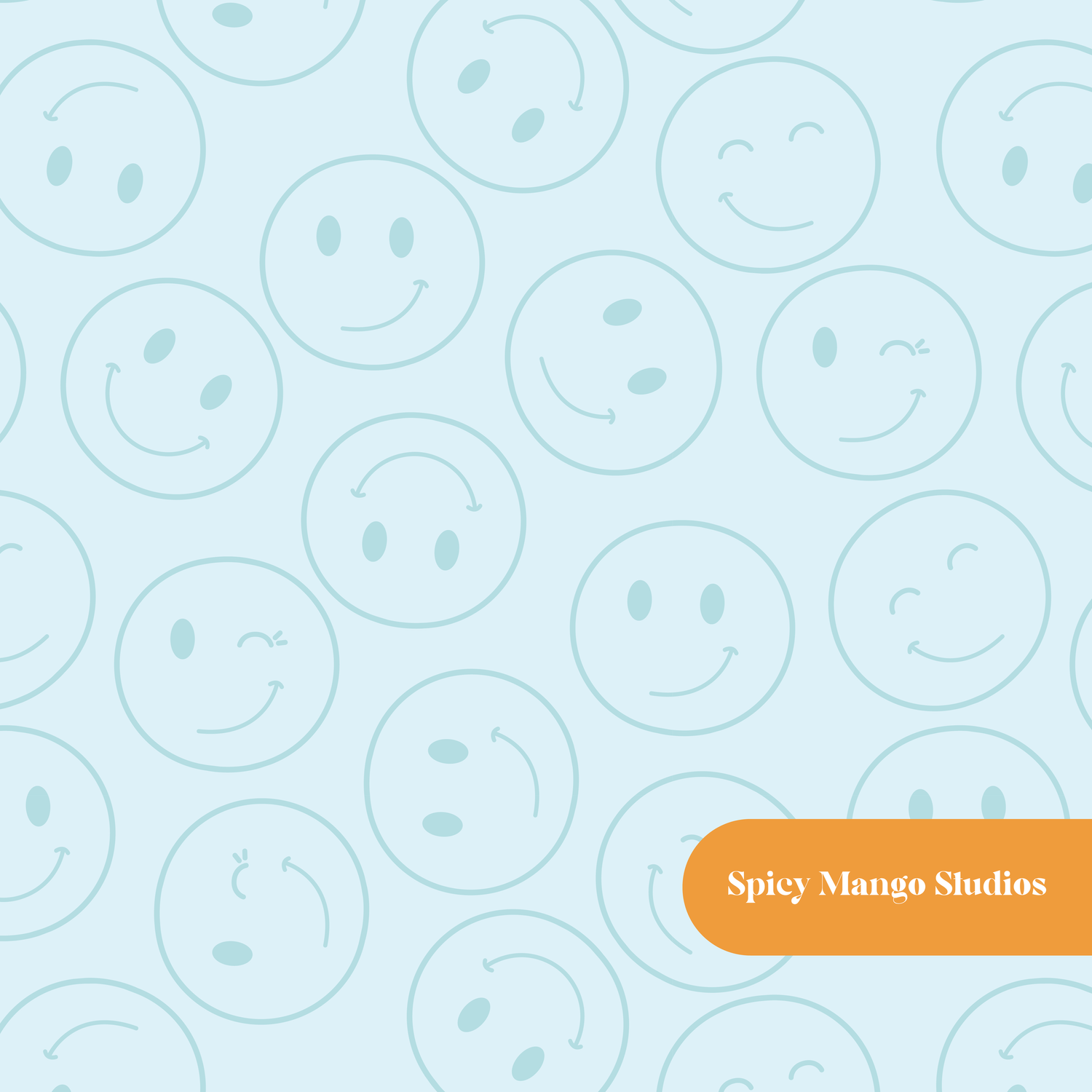 Pastel Blue Pastel Rainbow Happiness Seamless Pattern