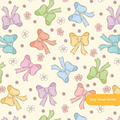 Pastel Yellow Retro Bow Floral Seamless Pattern
