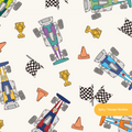Neutral Racer Seamless Pattern – Race Day & Boys Nursery Digital Download