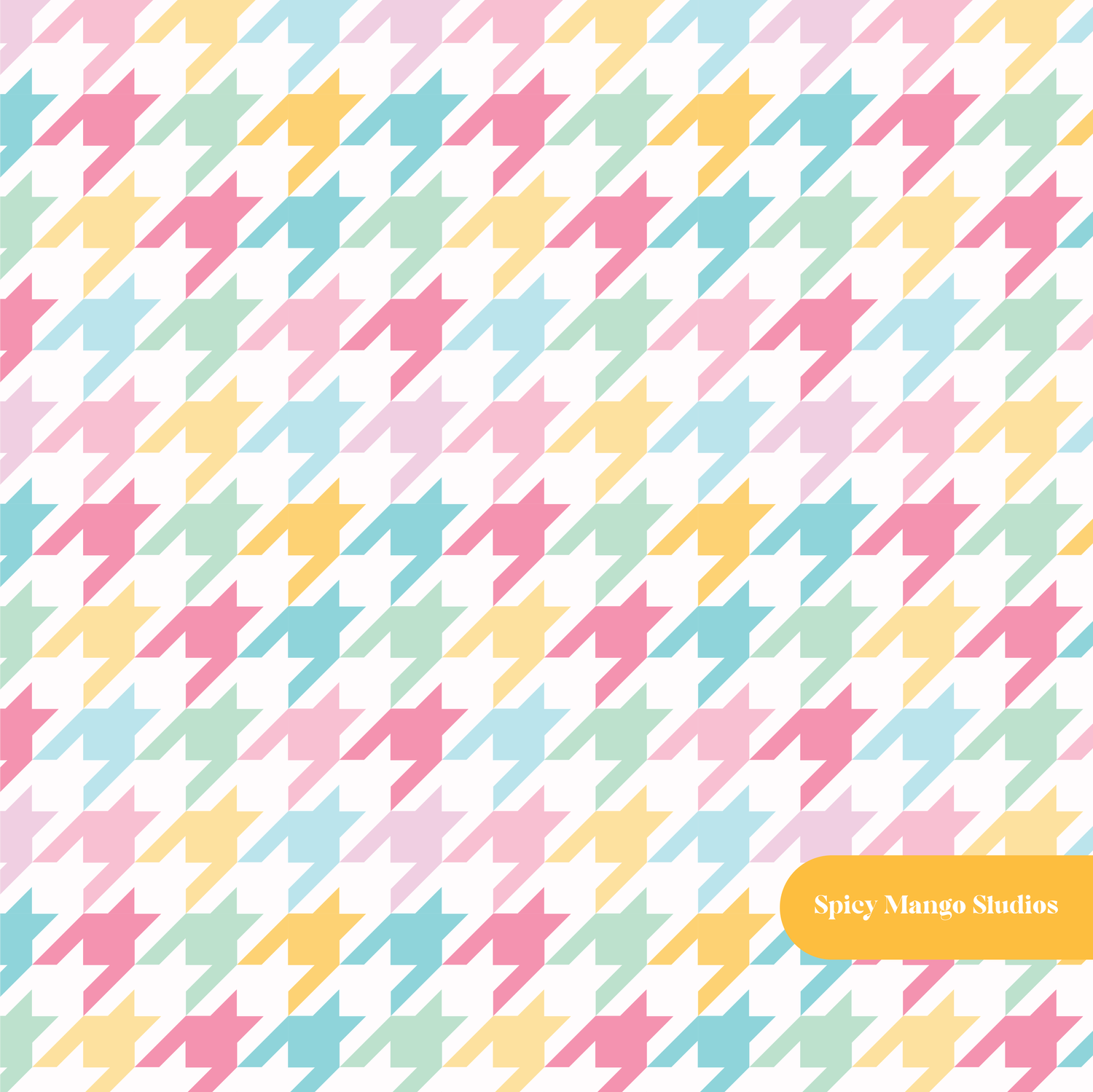 Rainbow Houndstooth Seamless Pattern
