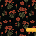 Black Rosalyn Floral Seamless Pattern