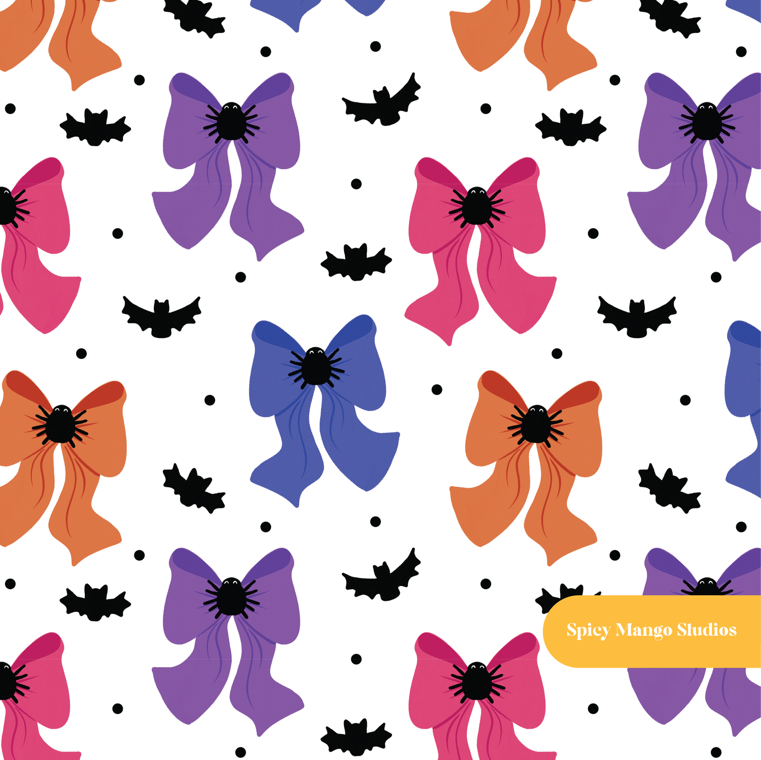 White Spooky Bows Seamless Pattern