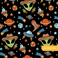 Black Space Cowboy Seamless Pattern
