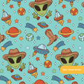 Teal Space Cowboy Seamless Pattern