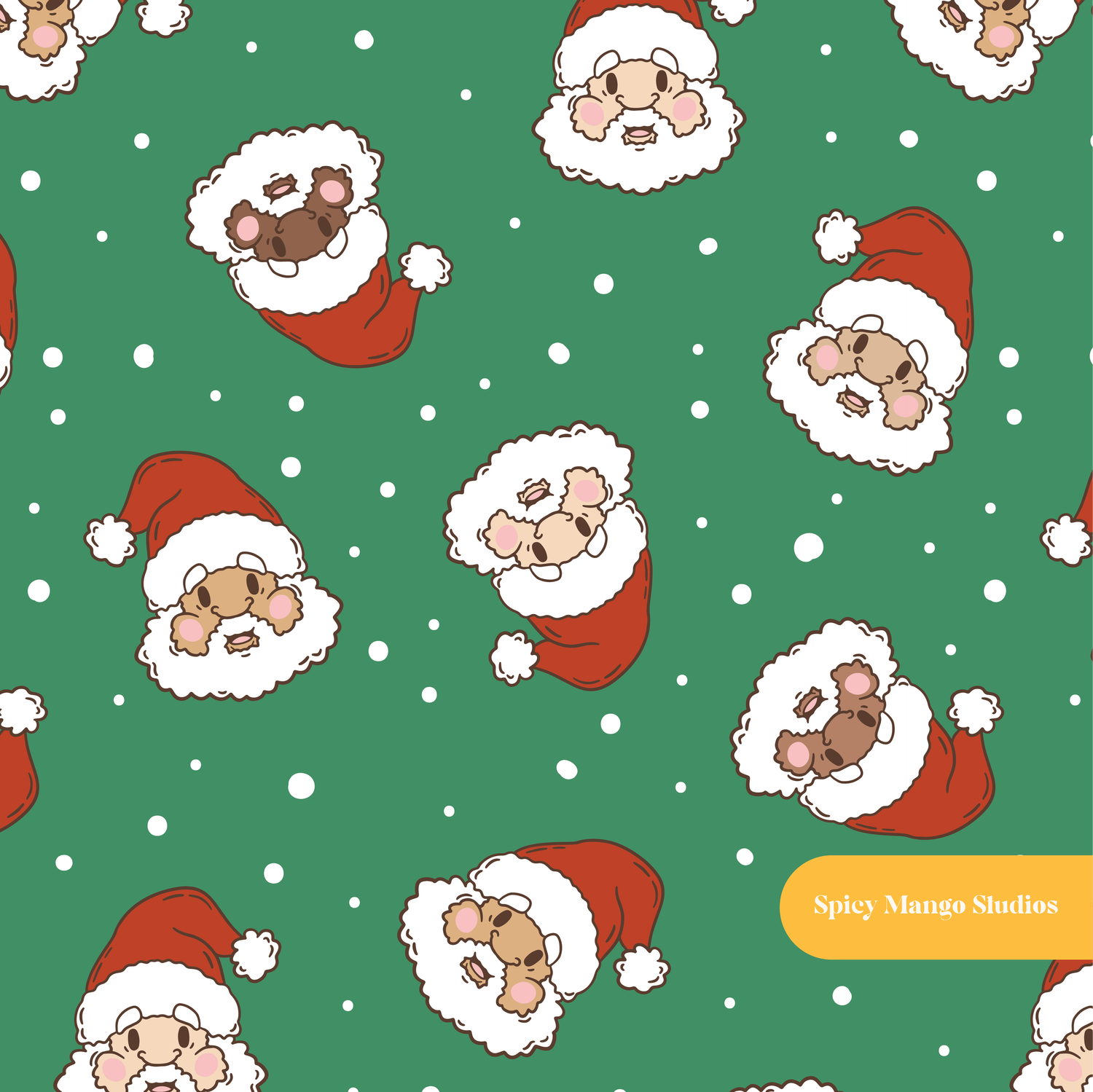 Holiday Green Santa Claus Seamless Pattern