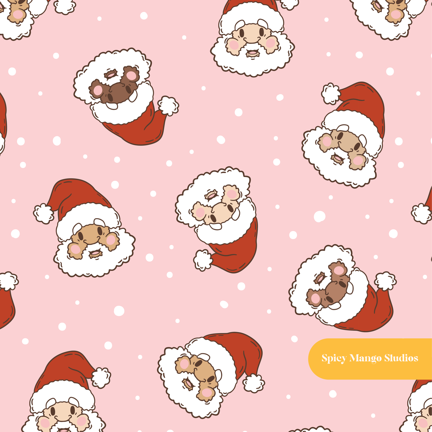 Pink and Red Santa Claus Seamless Pattern