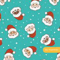 Teal Santa Claus Seamless Pattern