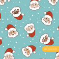Winter Blue Santa Claus Seamless Pattern