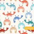 Off White Summer Crab Medley Seamless Pattern