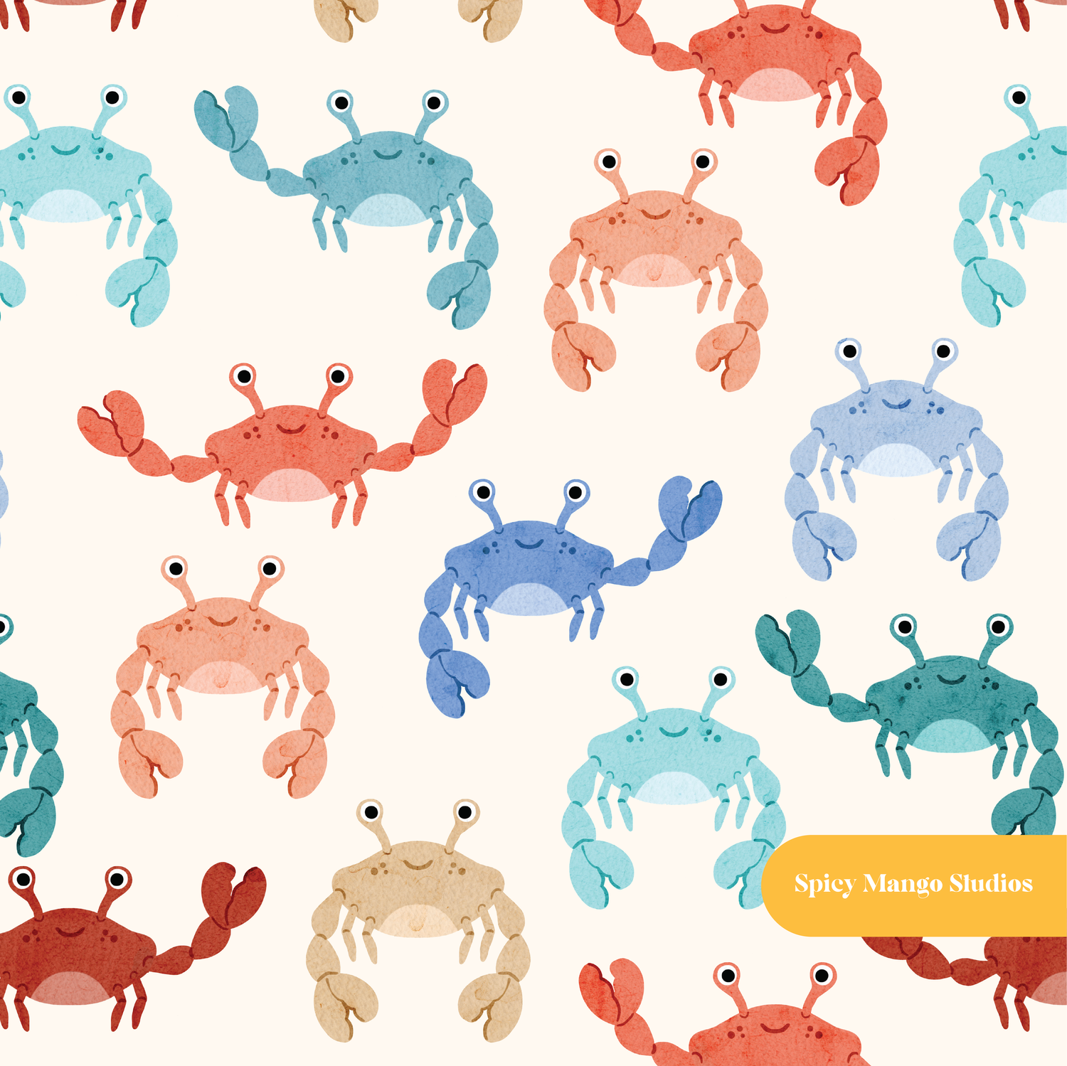 Off White Summer Crab Medley Seamless Pattern