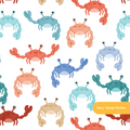 White Summer Crab Medley Seamless Pattern