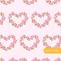 Pink Striped Floral Heart Seamless Pattern