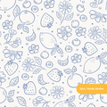 Blue Summer Fruit Medley Seamless Pattern