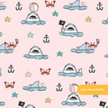 Pink Shark Attack Seamless Pattern