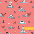 Red Shark Attack Seamless Pattern
