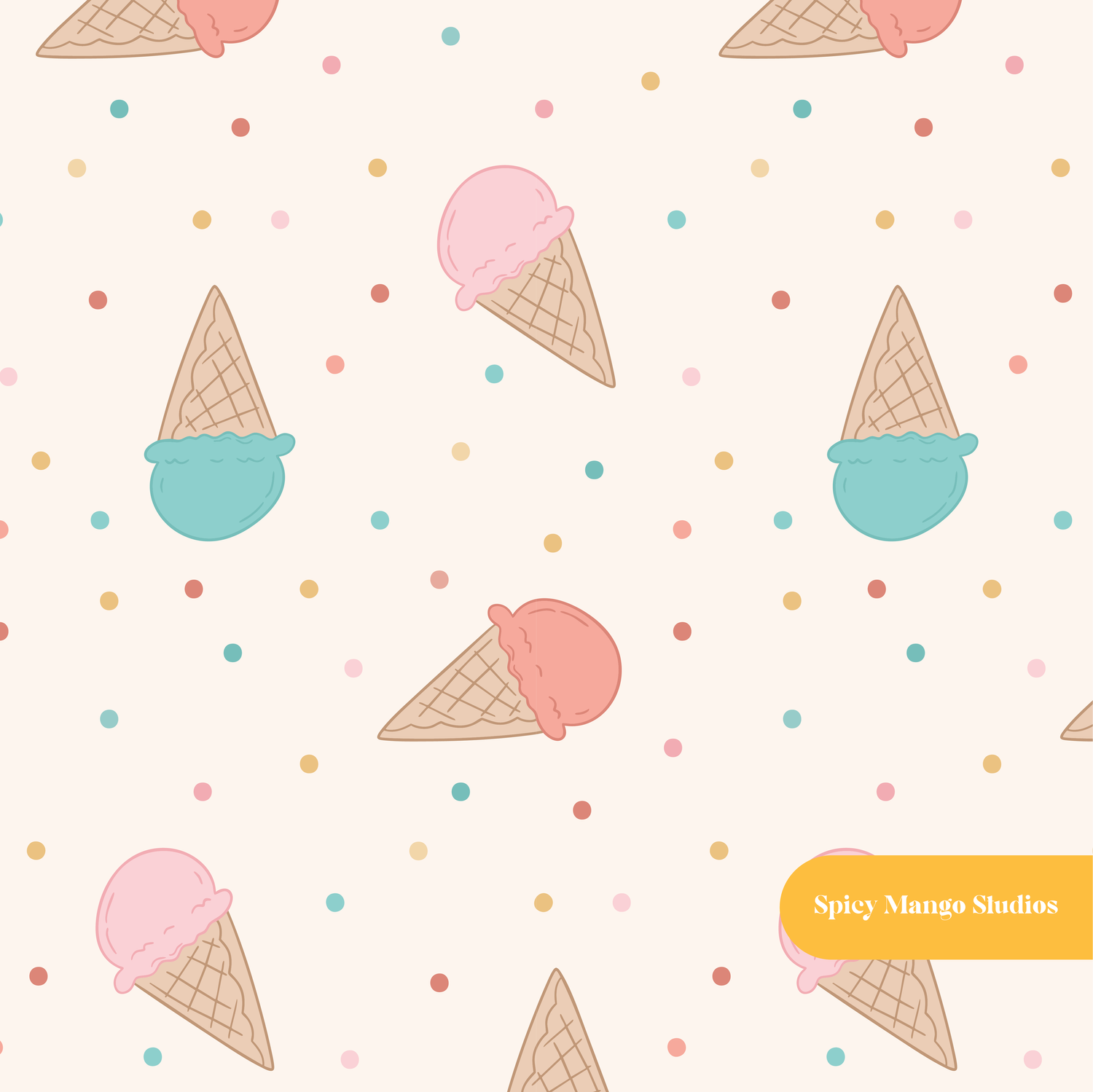 Summer Ice Cream Seamless Pattern – Digital Download