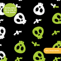 Black Halloween Skulls Seamless Pattern